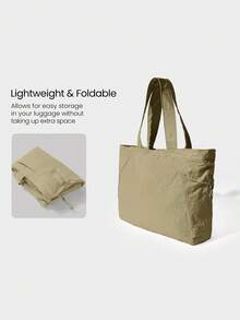 GLOWMODE Túi tote 18L bằng nylon có khóa kéo và nhiều ngăn, thích hợp đi biển, du lịch, sử dụng hàng ngày, mùa thu và mùa đông. - Màu vàng - Xem 4