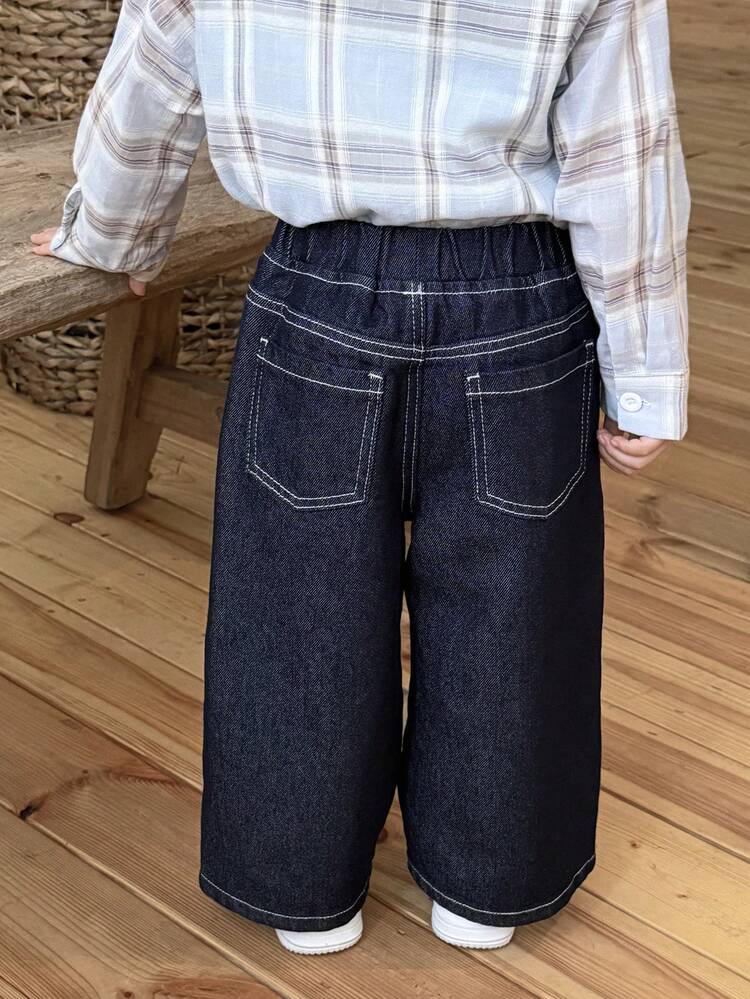 Toddler Girls' Casual Vintage Washed Loose Denim Jeans