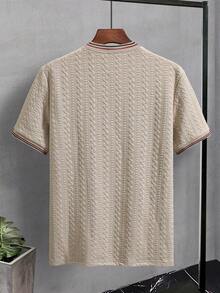 EGENSIO Men's Round Neck Casual Versatile Commute Short Sleeve T-Shirt - Apricot - View 2