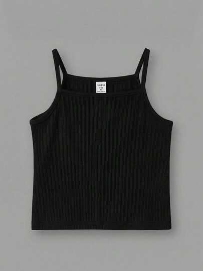 SHEIN Young Girl Fitted Solid Ribbed Camisole