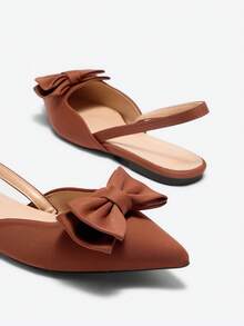 Eladyva Women's Brown Flat Shoes With Bowknot Detail - Brown - View 10