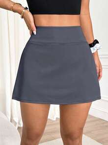 Dewbera 女士多功能夏季运动跑步裙 - 深灰色 - 查看 4