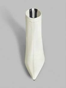 Ontre French Retro Low Heel Ankle Boots For Women, New Arrival Elastic Slim Fit Boots For Christmas - Beige - View 4