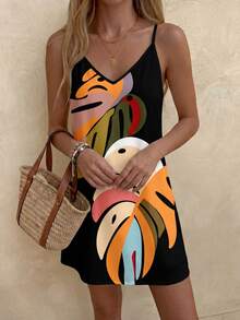 Sylviya Vestido mini casual estampado para mujer, adecuado para otoño/invierno - Multicolor - Ver 4