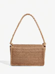 SHECARRY 女士单肩包、流浪包、草编包、流苏包，时尚、优雅、简约、个性化、百搭，适合海滩、度假、假日、夏季、海边、沙滩派对 - 駝色 - 查看 4