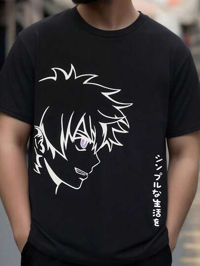 Mirajuku Camiseta casual con estampado de personajes de dibujos animados para niños adolescentes, cómoda y versátil para uso diario, transporte, ocio y actividades deportivas