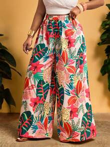 Truni 大码女式优雅刺绣拼接宽松阔腿裤，适合度假、下午茶、海滩游轮、城市公路旅行、波西米亚风度假、音乐节、海滩装扮、复活节、优雅度假服、演唱会服装、热带度假服、波西米亚风服装，春夏秋季皆宜。 - 彩色 - 查看 8