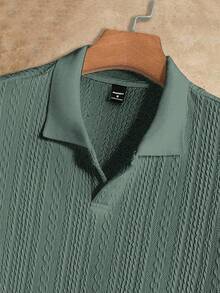 Manfinity VCAY Camisa polo casual de punto de manga corta con textura para hombre - Verde militar - Ver 4