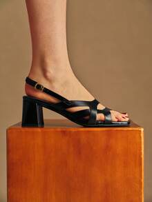 Rosivie Women's Buckle Design Fashion Daily Wear High Heel Sandals - Black - View 1