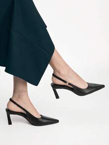 Tacones altos de punta fina y sin talón para uso diario - Negro - Ver 10