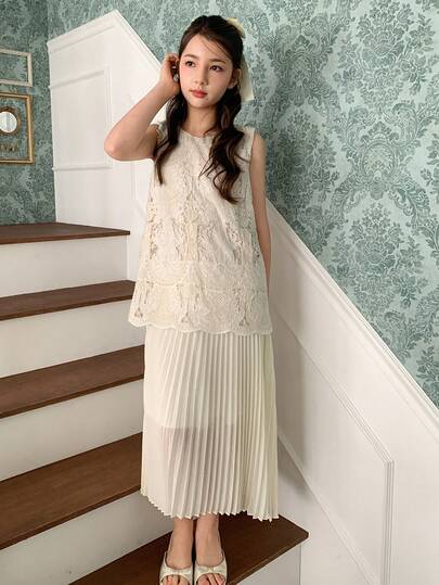 DAZY Tween Girls Sleeveless Round Neck Dress