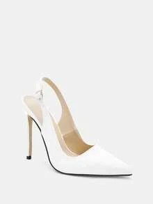 Glitzique Fall/Winter 2025 Women Minimalist Slingback Sandals, Point Toe Stiletto Heeled Elegant Pumps,Sexy,Elegant,Pointed Heels - White - View 8