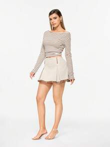 Glitzique Summer New Transparent Women's Sandals Influencer Strap Chic Chunky Heel Crystal Slippers Sexy Outdoor Fashion High Heel Peep Toe Slides - Apricot - View 7