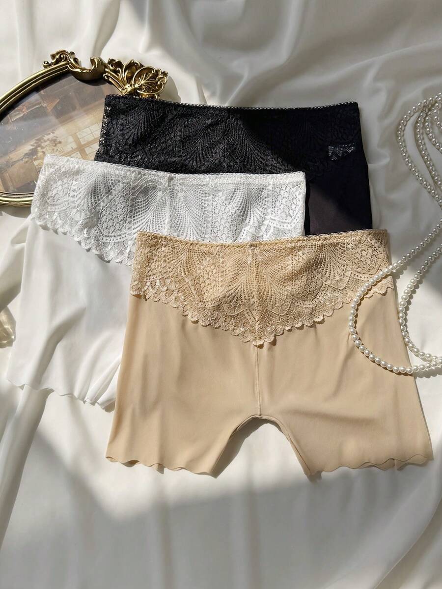 Seduluxe 3pcs/Pack Women's Lace Patchwork Briefs - Multicolor - View 1