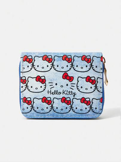 HELLO KITTY AND FRIENDS | SHEIN 1Pc Cat Bow Pattern Simple Style Zipper Coin Purse, Suitable For Women.
