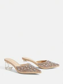 CUCCOO TILAWA Sepatu Wanita Bertumit Tinggi Berhiaskan Kristal dan Rhinestone Kaca, Cocok untuk Acara Keluar Rumah, Perjamuan, Pesta, dan Aktivitas Lainnya - emas oranye - View 6