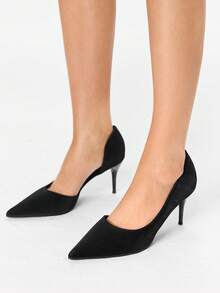 Glitzique 时尚尖头侧镂空性感细高跟女鞋，派对装扮，优雅 - 黑色 - 查看 6