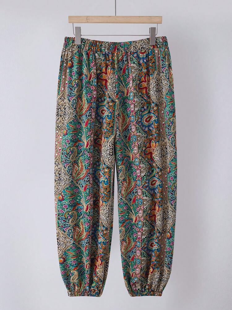 Plus Size Women Paisley Print Casual Pants,Summer Dresses For Women,Spring Outfit Women ,Vacation Outfits Women,Beach Outfits For Women Paisley Print Pants Printed Pants For Women Boho Pants For Women Bohemian Pants Women Summer Pants Pattern Pants Boho Trousers Bohemian Trousers Women's Summer Pants Pants For Women Casual Women's Summer Pants Wide Leg Pants Woman High Waist
