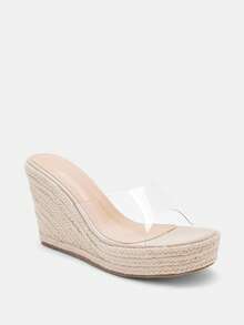 Glitzique 女士透明帶編織坡跟度假夏天涼鞋 - 無色 - 查看 9