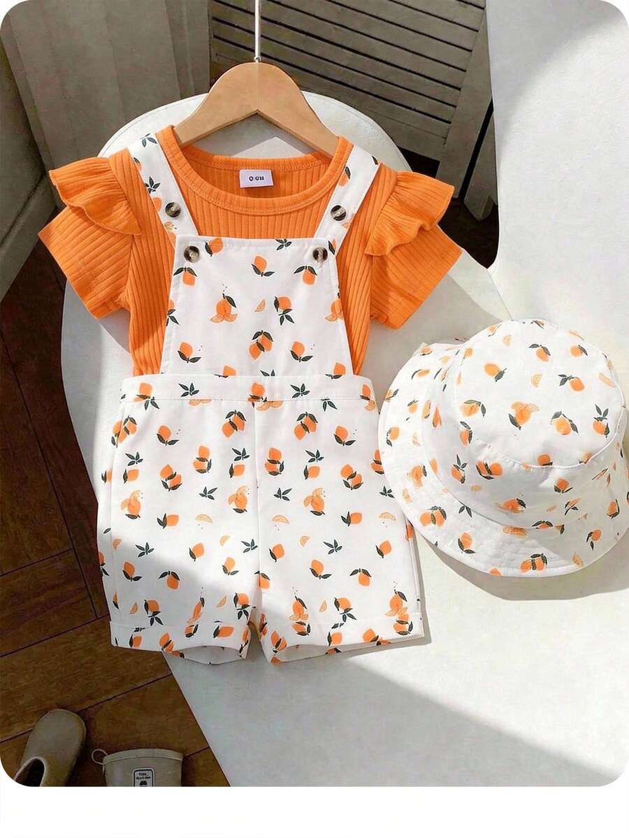 Bộ áo liền quần in hình dễ thương cho bé gái, đa năng cho mùa hè. - Nhiều màu - Xem 1