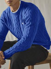 SWAVVY Maglione casual a maniche lunghe, maglia larga e comoda da uomo - Blu - Visualizzare 5