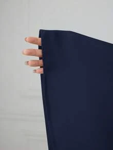 Modelyn Plus Size Women Solid Color Ruched Waist Elegant Date Party Dress - Navy Blue - View 9