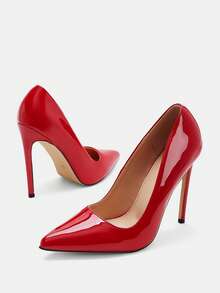 Glitzique 2025秋冬季性感纯红色高跟晚礼服鞋，优雅派对装扮，尖头鞋跟 - 紅色 - 查看 11