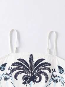 SHEIN Tween Mädchen Lässig Blumenmuster Träger Top mit asymmetrischem Saum Tween Mädchen - Verschiedenfarbig - Übersicht 4