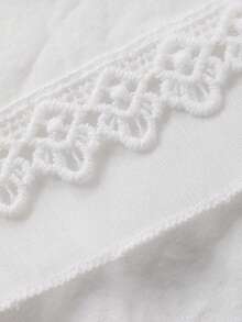 DAZY 女士优雅蕾丝拼接松紧腰半身裙，夏季 - 米色 - 查看 7