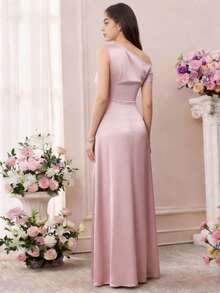 Pitira Teen Girls Elegant Cold Shoulder Long Party Dress, Suitable For Prom, Wedding, Party And Other Occasions - Pink - View 2