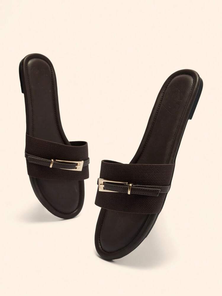 CUCCOO BASICS Women Shoes New Fashion Versatile Brown Knitted Flat Bottom One Piece Women's Flat Sandals Slippers Lightweight Not Tired Slouchy Sandals Women's Flat Sandals Spring Shoes Summer Shoes