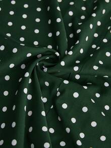 Aveloria Modichic Minimalist Elegant Polka Dot Satin Round Neck Sleeveless Dress, Versatile For Work And Everyday Wear - Dark Green - View 7