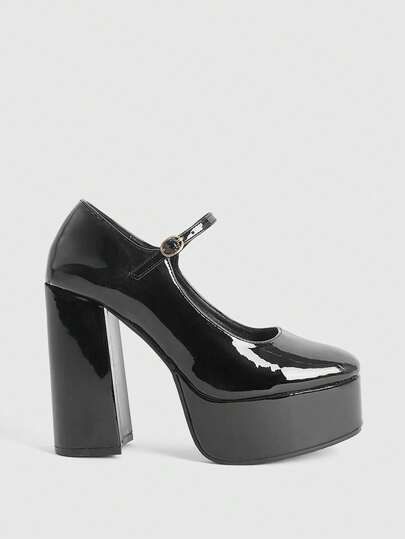CUCCOO LuxiPop Women's Thick Sole Round Toe High Heel Pumps, Elegant Leather Dress Shoes, Sexy Club/Runway Style, All Season