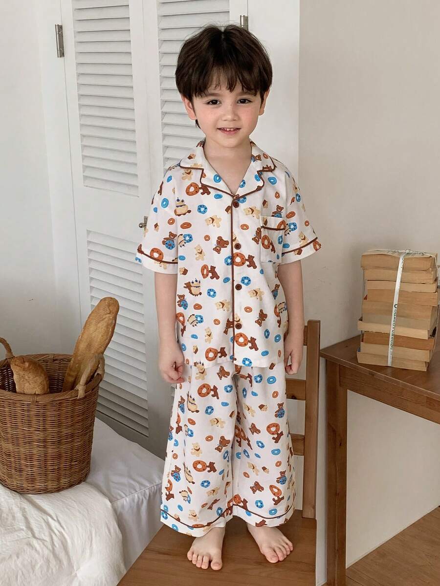 DAZY 男童卡通印花短袖上衣和裤子睡衣套装 - 彩色 - 查看 1