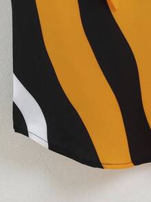 SHEIN 小女童撞色缺口領蝙蝠袖繫腰帶連衣裙 - 彩色 - 查看 6