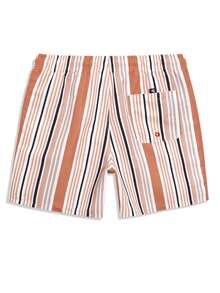 Manfinity KASUA Men's Striped Print Drawstring Waist Beach Shorts - Brown - View 3