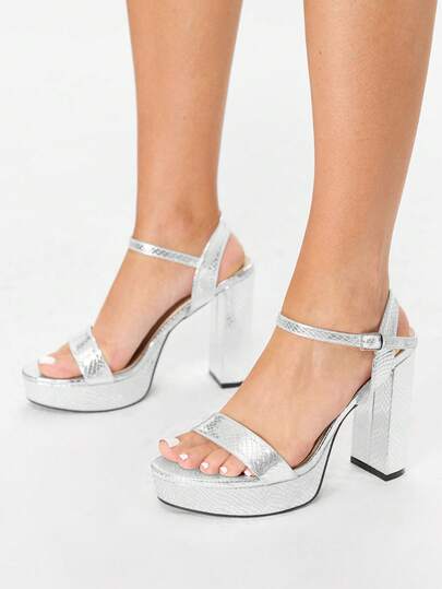 Glitzique 时尚厚底防水高跟凉鞋，适合万圣节、感恩节、圣诞节等场合。