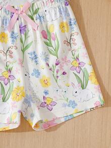 SHEIN 3件套婴幼儿男女通用休闲卡通兔子印花裤，适合春夏季日常穿着、外出和居家使用，0-3岁 - 彩色 - 查看 7