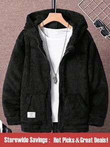 Tween Boy Solid Color Thermal Lined Casual Hooded Long Sleeve Coat Chic Autumn/Winter - Black - View 1