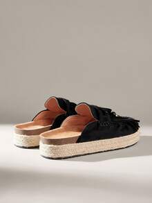 Solecia 女士系带休闲一脚蹬凉鞋，波西米亚风格，适合日常穿着 - 黑色 - 查看 4