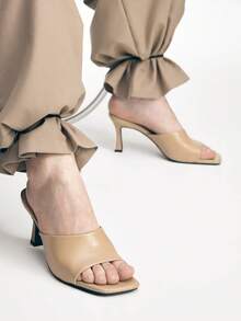 Mnmlis Women's Fashionable Versatile Commuter Heeled Sandals, Summer - Camel - View 5