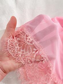 PetitDoll Set de 2 piezas Camisón de encaje sexy con parches para mujer, Día de San Valentín - Rosa - Ver 9