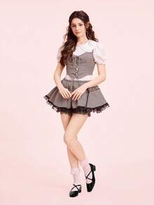 CUCCOO DOLLMOD Women's Black Fashionable Criss-Cross Strap Mary Jane Shoes, Versatile And Suitable For Commuting - Black - View 6