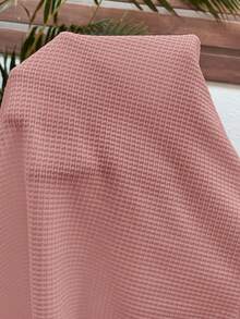 SHEIN Áo thun bầu tay ngắn cổ cánh dơi màu trơn, dáng rộng, thoải mái. - Hồng - Xem 7