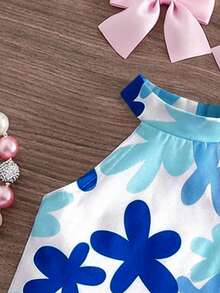 SHEIN Conjunto de 2 piezas para bebé niña, top halter de punto con diseño de corazón y pantalones acampanados de moda - Multicolor - Ver 7