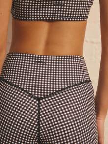 Aralina Women's Summer Fashion Plaid Camisole Sports Bra And Leggings Set - Black and White - View 7