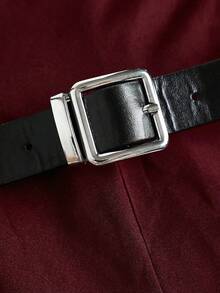 Girlism 少女连体衣和连身裤 海军蓝褶皱阔腿宽松连身裤配腰带，休闲风格 - 酒紅色 - 查看 6