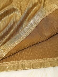 Franclia 优雅吊带深V领罗纹箔面无袖A字春夏连衣裙，金色，优雅女士正式礼服 - 金色 - 查看 3