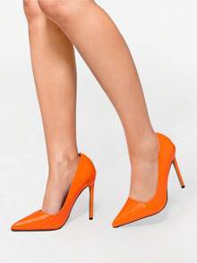 Glitzique Fall/Winter 2025 Point Toe Stiletto Heeled Court Pumps,Sexy,Party Outfits,Pointed Heels - Orange - View 5