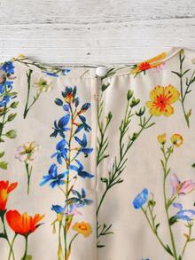 SHEIN LUNE 女士多色印花设计圆领宽松版型优雅休闲度假风拍照上衣，适合上学、旅行、海滩、街头风格，夏季上衣，时尚小众设计百搭短袖衬衫 - 彩色 - 查看 5